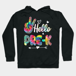 Hello Pre-K Tie Dye Leopard Graphic Back To School Teachers Hoodie